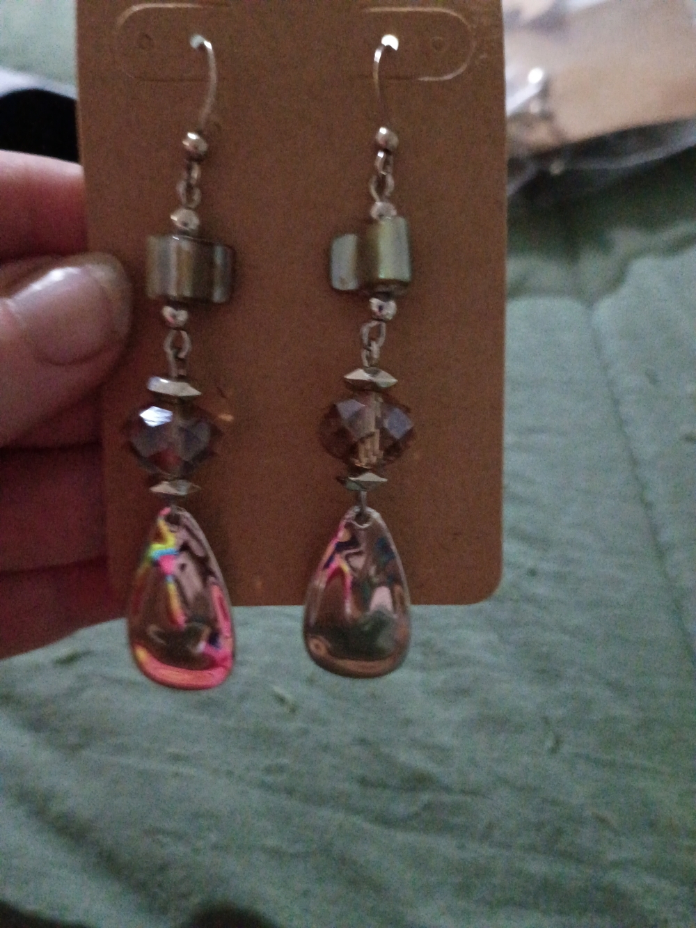 Iridescent Teardrop Dangle Earrings - Women Jewelry